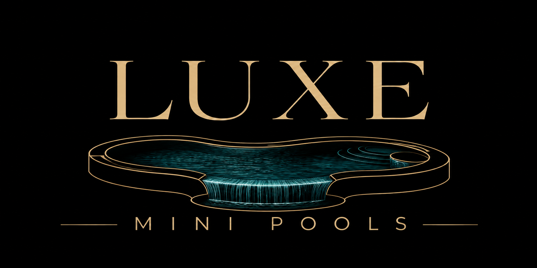 Luxe Mini Pools logo for mini pools, plunge pools, cocktail pools and spools | Texas service areas: Houston, Spring, Magnolia, Montgomery, Conroe, Katy, Navasota, Bryan, College Station, Hempstead, Cypress, and Huntsville, Texas Luxe Mini Pools logo for mini pools, plunge pools, cocktail pools and spools in Magnolia and Montgomery, Texas